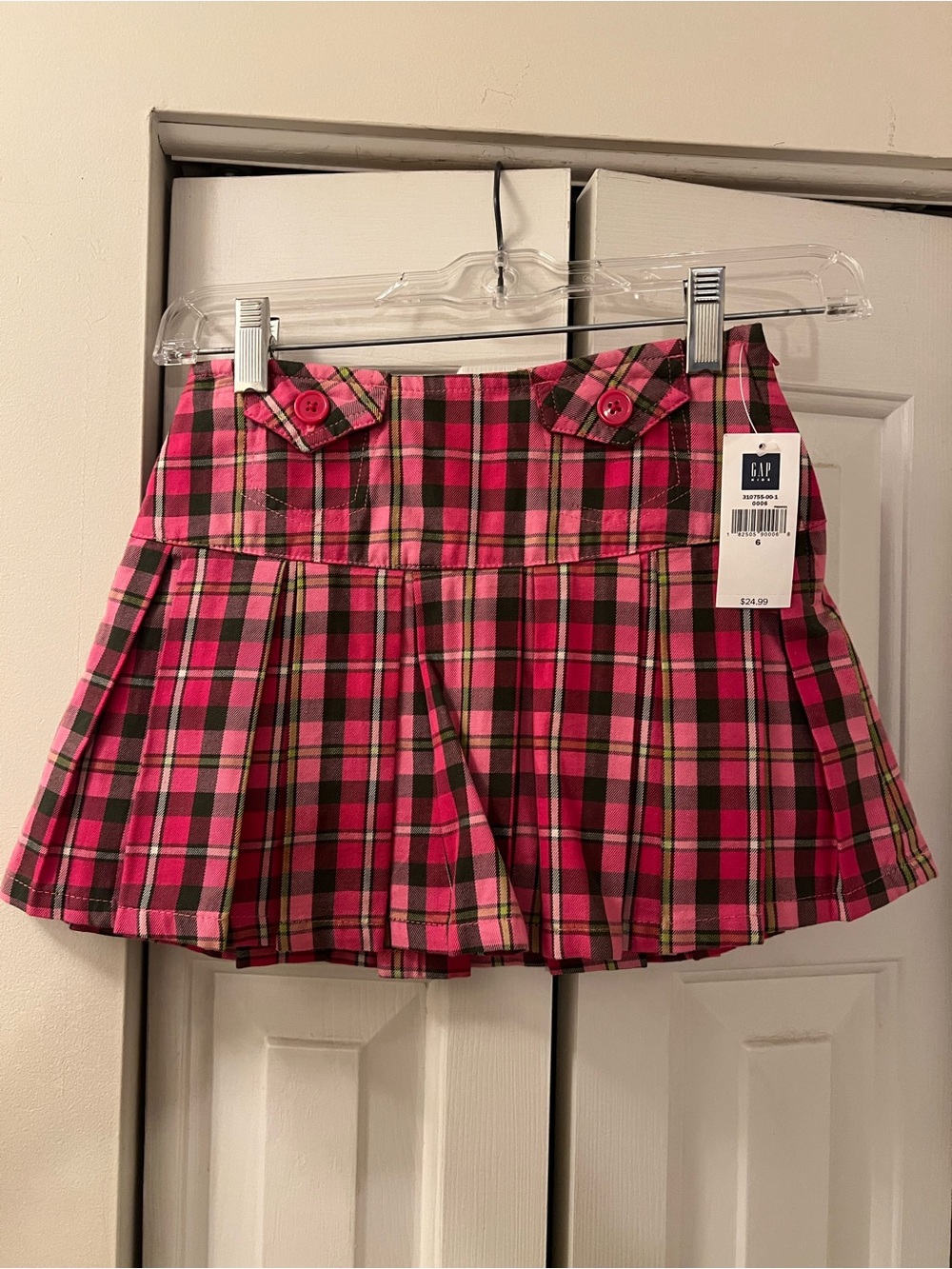 GAP Hot Pink Plaid Pleated Mini Skirt